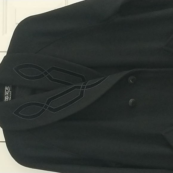 Russell Scott Vintage Black Maxi Dress Coat with Embroidery - Picture 6 of 11